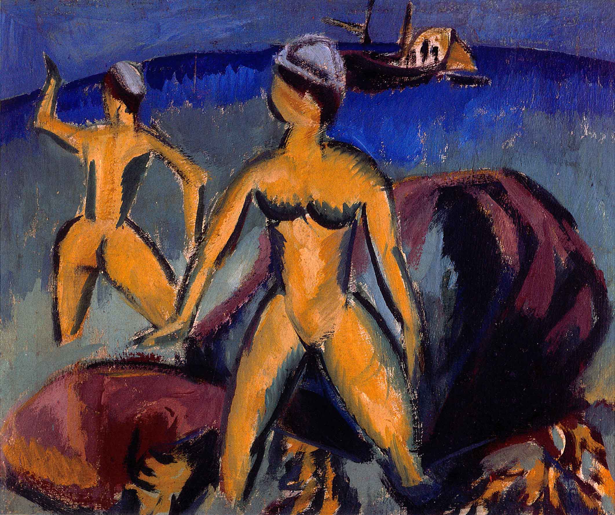Ernst Ludwig Kirchner, Bagnanti (Bathers ) 1912, Olio su tela