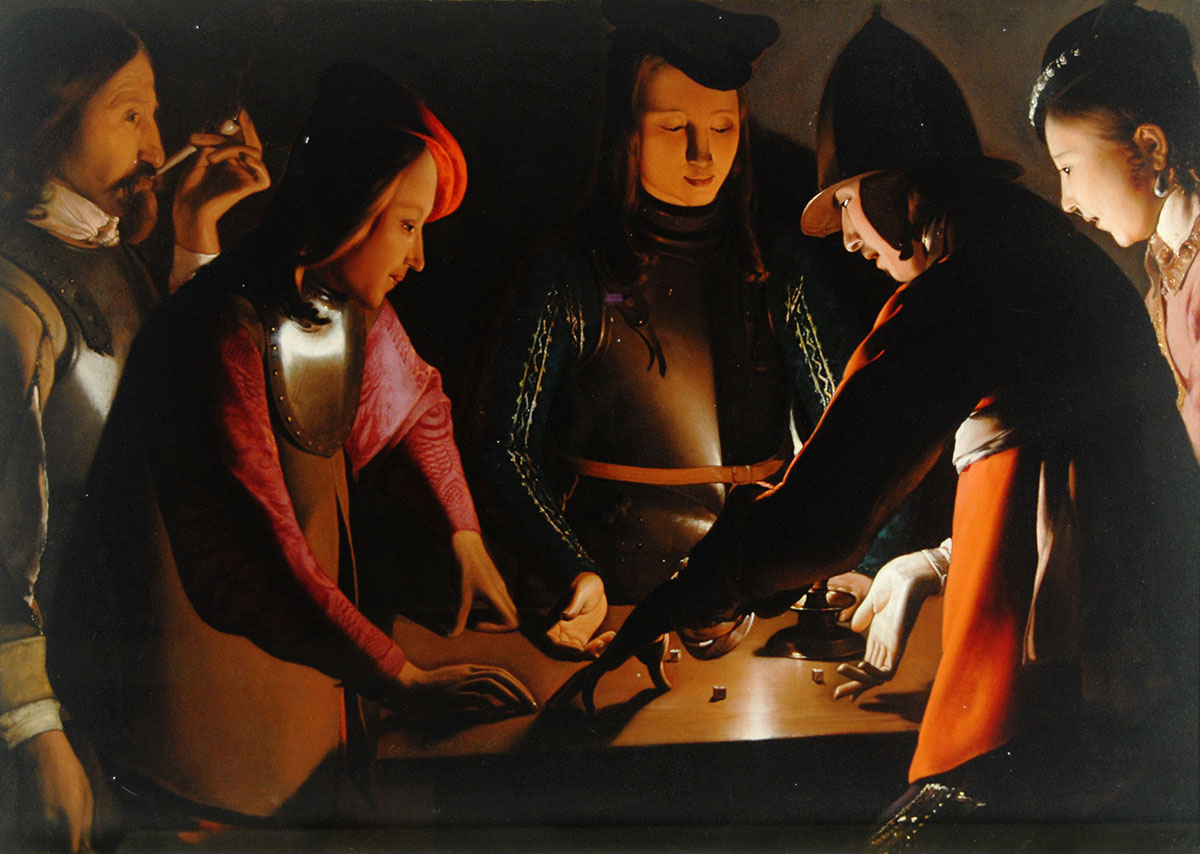 Georges de La Tour, "I giocatori di dadi", 1651 ca. Olio su tela, 95,5 x 130,5 cm. Preston Park Museum and Grounds Stockton-on-Tees