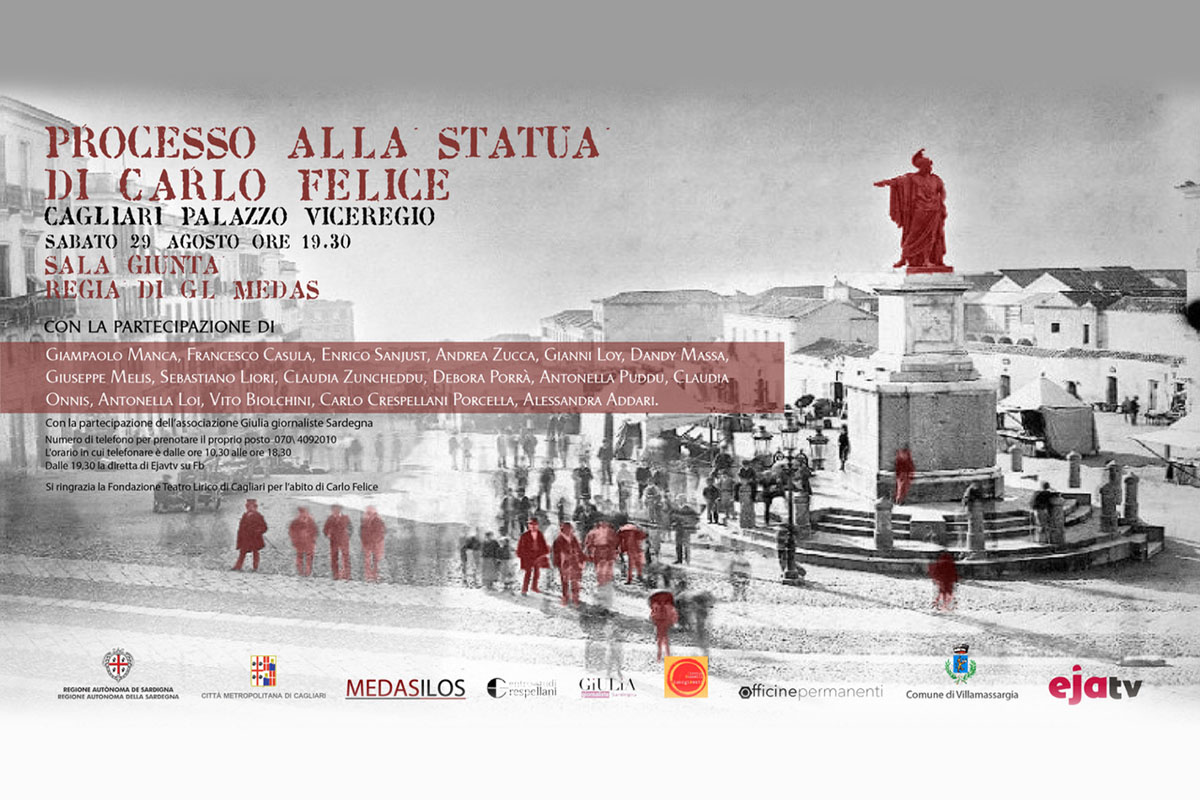 Sabato 29 agosto a Cagliari il “Processo alla statua di Carlo Felice”