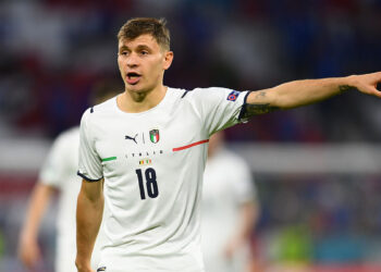 Nicolo Barella durante il match dei quarti di finale tra Italia e Belgio, 2 luglio 2021. 📷 Claudio Villa/Getty Images