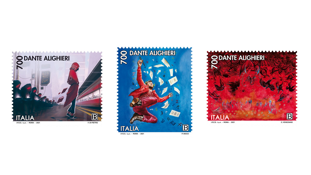 “700 Dante Alighieri”, emessi tre francobolli per i 700 anni dalla scomparsa del Sommo Poeta