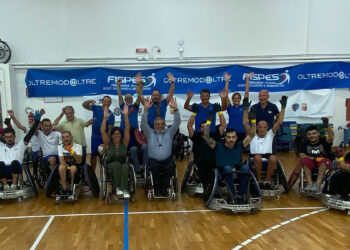 I partecipanti allo stage con il presidente nazionale FISPES Sandrino Porru e la presidente CIP Sardegna Cristina Sanna