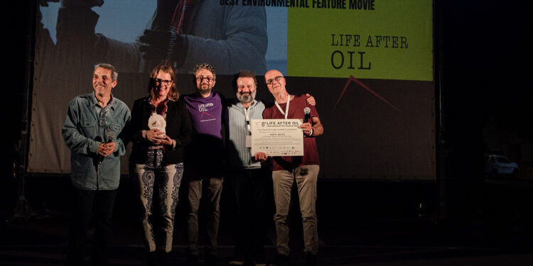 Il sindaco di Villanovaforru Maurizio Onnis, la regista Asa Ekman, il direttore artistico Massimiliano Mazzotta, il critico-giurato Giampiero Raganelli, il documentarista-giurato Lorenzo Hendel