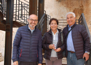 Paolo Truzzu con Giuseppe e Rita i primi visitatori della Torre