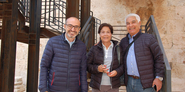 Paolo Truzzu con Giuseppe e Rita i primi visitatori della Torre