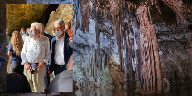 Il Presidente Sergio Mattarella in visita alla Grotta di Nettuno