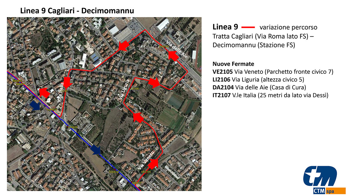 Nuova tratta Linea 9 Casa di Cura Decimomannu