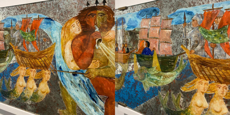 Edina Altara. “Nettuno, Nereidi e Tritoni” (sinistra) e “Nettuno e allegoria della Terra” (destra)