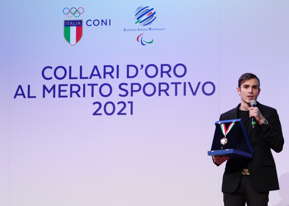 Nicola Bartolini ritira il Collare d'Oro al Merito Sportivo 2021. 📷 Luca Pagliaricci