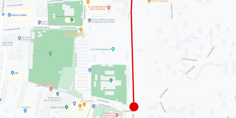 Sassari, collegamento tra via Giagu, via Nenni e via Di Vittorio. ? Google Maps