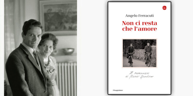 Pier Paolo Pasolini con la madre fotografati da Mario Dondero e il libro di Angelo Ferracuti