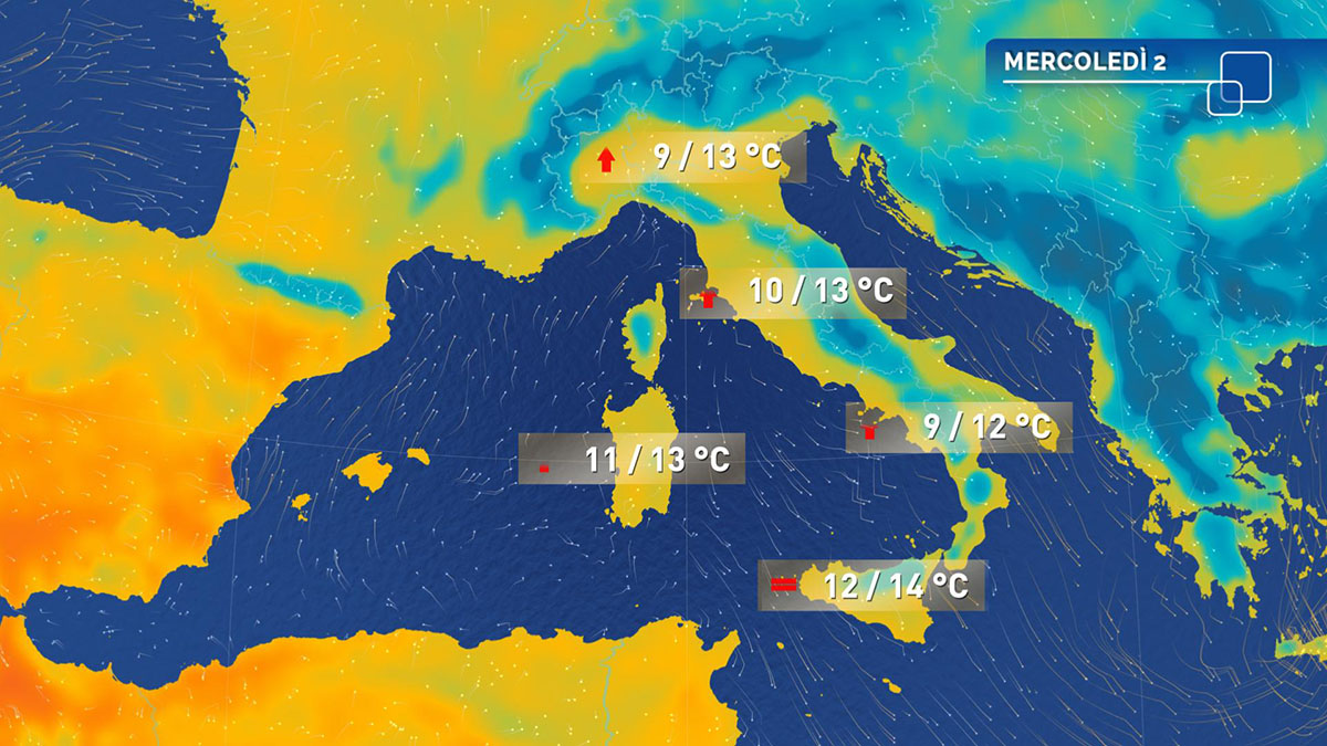 Meteo fasce mercoledì
