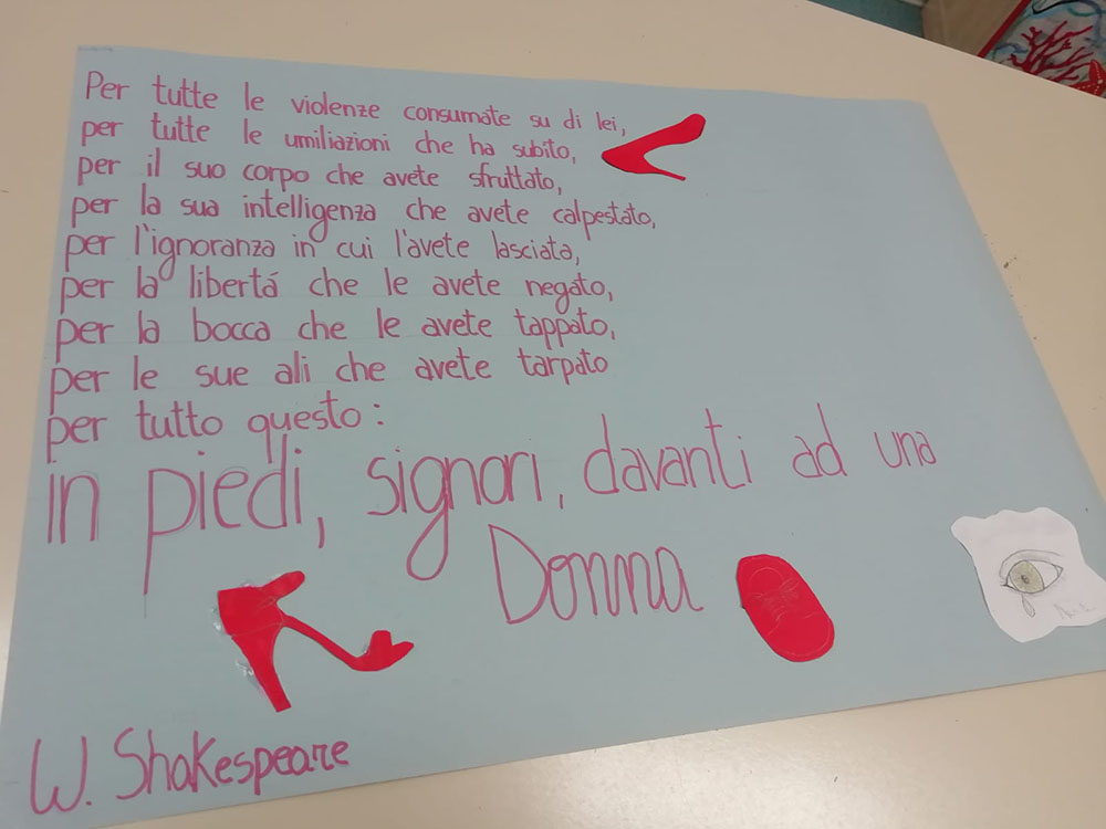 Aou Sassari pediatria cartellone contro violenza donne