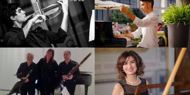 Dall'alto Davide Pizzo (? Stefania Loriga), Filippo Piredda, il trio Costa, Fabi, Mura e Tea Lusso