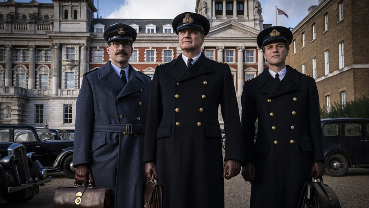 Matthew Macfadyen, Colin Firth e Johnny Flynn nel film “L'arma dell'inganno - Operation Mincemeat”