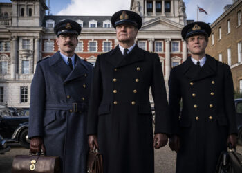 Matthew Macfadyen, Colin Firth e Johnny Flynn nel film “L'arma dell'inganno - Operation Mincemeat”