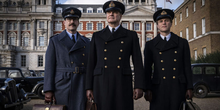 Matthew Macfadyen, Colin Firth e Johnny Flynn nel film “L'arma dell'inganno - Operation Mincemeat”