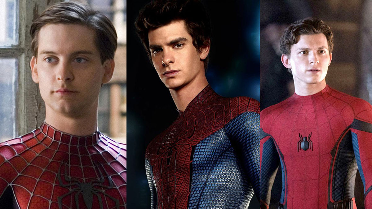 Tobey Maguire, Andrew Garfield e Tom Holland nei panni di Spider-Man