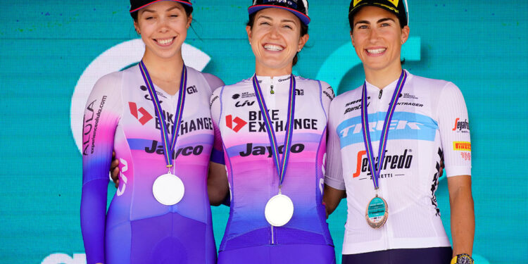 Georgia Baker, Kristen Faulkner, Elisa Balsamo. Giro d'Italia Donne 2022. 📷 BettiniPhoto
