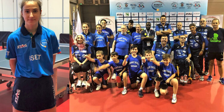 Laura Pinna e il gruppo del Tennistavolo Sassari a Rimini