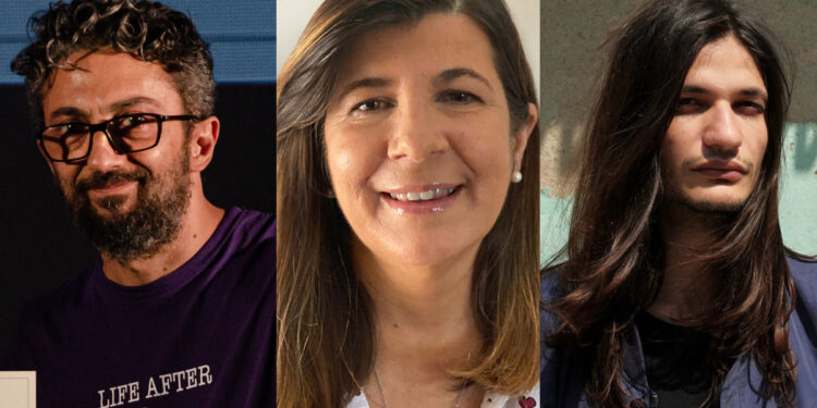 Bookolica 2022. Da sinistra: Massimiliano Mazzotta, Maria Giovanna Fossati di Indip e Alessandro Trabace