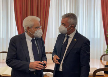 Il Presidente della Repubblica Sergio Mattarella e il Sindaco di Alghero Mario Conoci