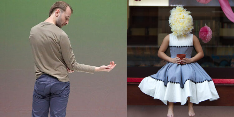 Salvo Lombardo (? Paolo Porto) e a destra una performance di Showinwindows