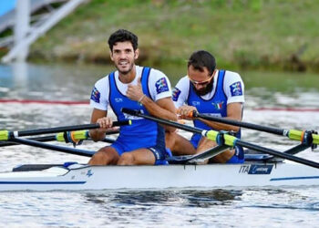 Stefano Oppo e Pietro Ruta in gara a Racice. ? Mimmo Perna - Canottaggio.org