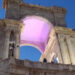 Il Bastione di Saint Remy a Cagliari illuminato di rosa