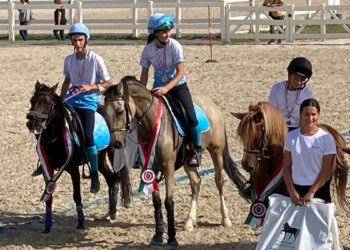 Federico Tamponi (Circolo Ippico La Casa del Colle di Aggius) e Martina Buriani (Pony Club Fiorello del Pradazzo)