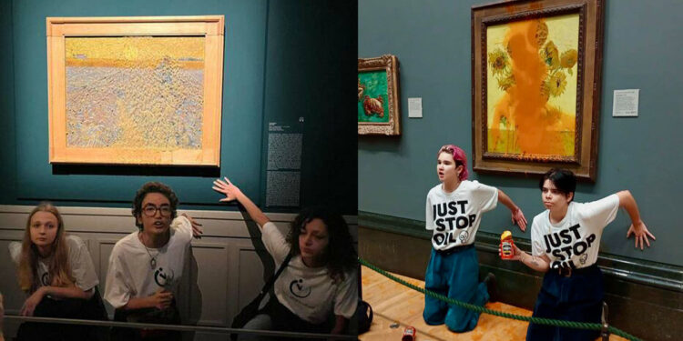 Gli attivisti di Ultima Generazione e di Just Stop Oil. ? Facebook