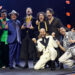 Una Voce per San Marino, i vincitori Piqued Jacks con Al Bano e i presentatori. ?Valentina Sabino