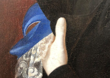 Dettaglio del dipinto di Francesco Lorusso, “Donna che torna da un ballo”, (1864 circa)