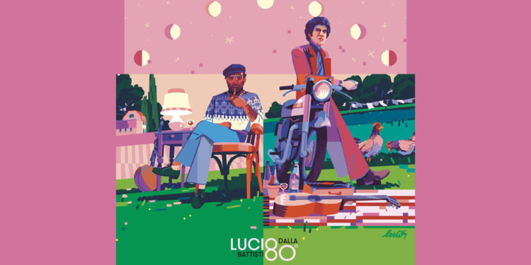 Lucio Dalla e Lucio Battisti. Illustrazione Matteo Berton