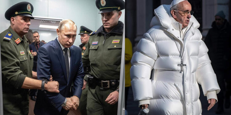 Il Papa col piumino e Putin arrestati