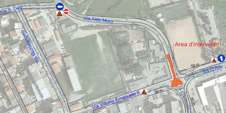 Alghero, lavori rotatoria tra le vie Barracu, Vittorio Emanuele e Aldo Moro