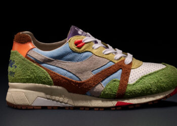 Diadora N9000 “Alpina”, ispirata al packaging verde brillante delle pastiglie Leone alle erbe alpine