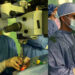 I chirurghi oculisti impegnati in un intervento al microscopio
