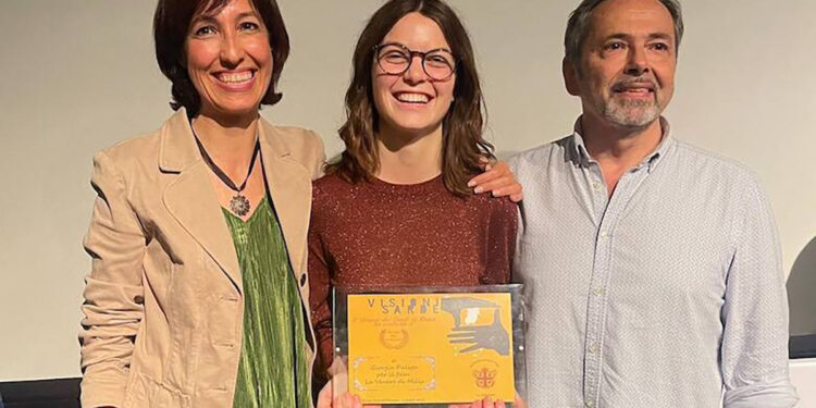 Giorgia Puliga con l'attrice Carla Oro e il produttore Gian Paolo Vallati