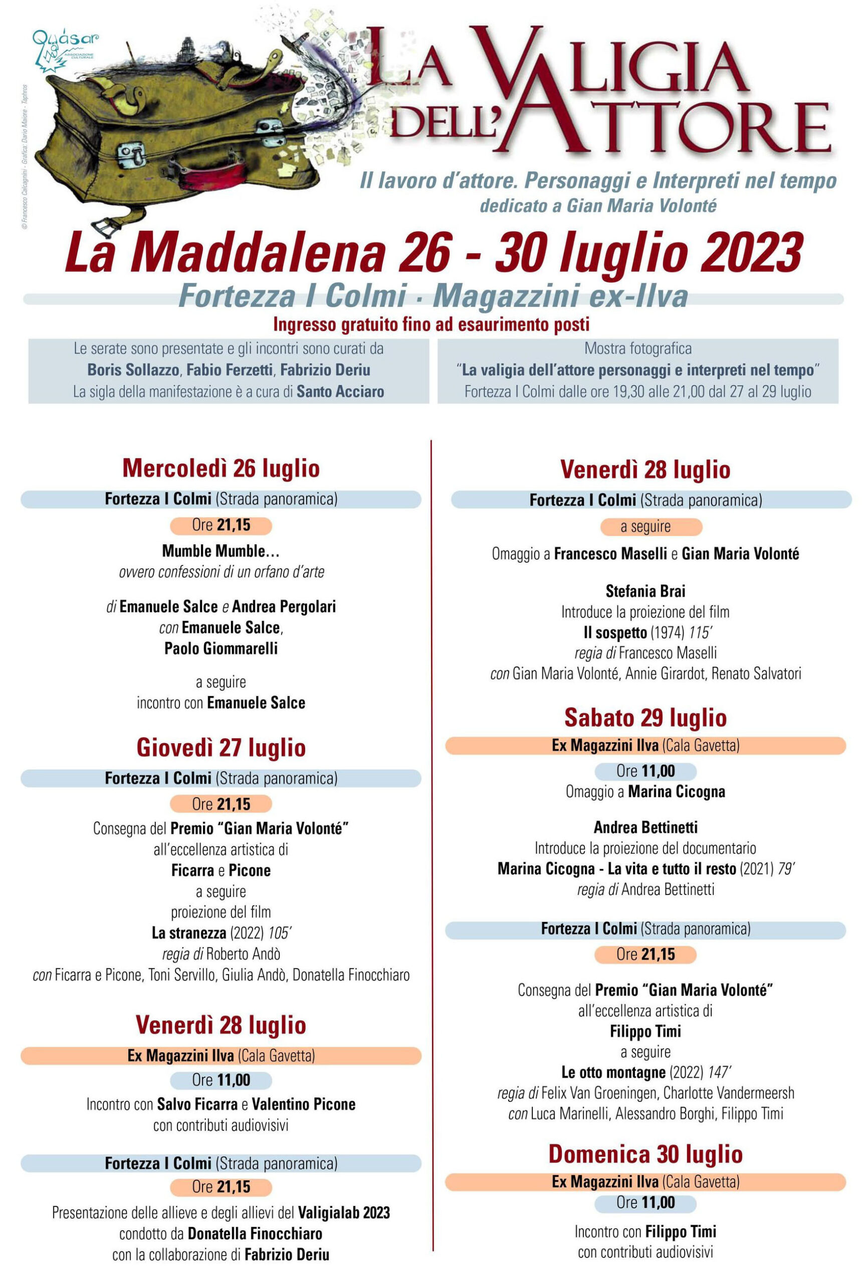 La valigia dell’attore - Programma 2023