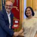 Paolo Truzzu e l'ambasciatrice indiana Neena Malhotra
