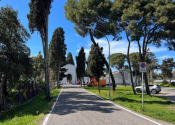 Oristano, il viale di ingresso al cimitero