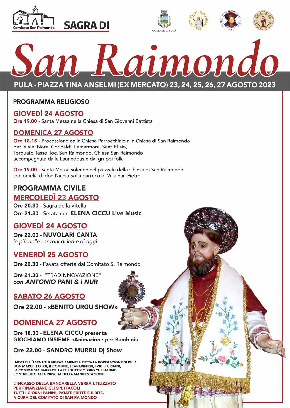San Raimondo Pula calendario