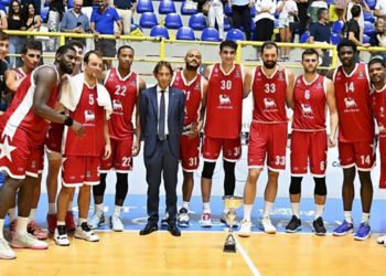 City of Cagliari 2023, premiazione Olimpia Milano. ? Andrea Chiaramida | FIP Sardegna