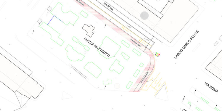 Segnaletica cantiere piazza Matteotti a Cagliari