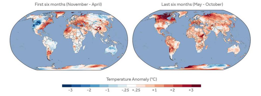 Anomalie della temperatura globale negli ultimi 12 mesi