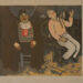 Giuseppe Biasi: "In cantina" (linoleografia a colori del 1932)