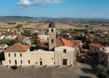 Veduta aerea Chiesa San Pietro a Suelli. ? Lorenzo Naitza