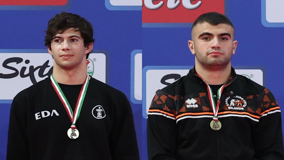 Alberto Mameli e Davide Cossu, medaglie di bronzo al Campionato Italiano Assoluto di Lotta stile libero maschile