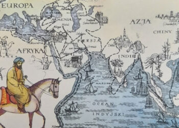 “La vita è un viaggio” di Leokadia Sas Buffoni, in copertina la carta disegnata dal geografo arabo Ibn Battuta